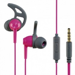 Hama sluchátka s mikrofonem Action, silikonové špunty, růžová/šedá