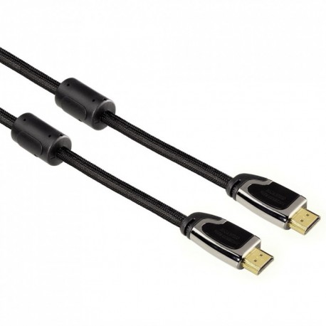 Hama HDMI kabel vidlice-vidlice, 5 m, pozlacený, ferit. filtry, kovové vidlice, opletený, Ethernet