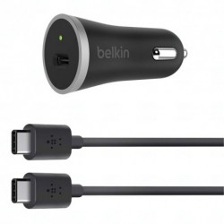 BELKIN USB C autonabíječka a USB C kabel, 3 A, černá