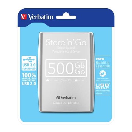 VERBATIM HDD 2.5” 500GB USB 3.0 Silver