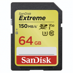 SanDisk Extreme SDXC Card 64 GB 150 MB/s C10 V30 UHS-I U3 NAHRADA ZA 173356