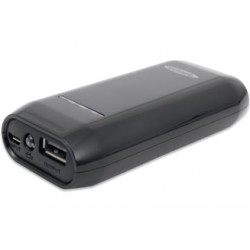 ednet Power Bank pro smartphony, tablety, iPhone, iPad, MP3 přehrávač, malý černý kryt 4400mAh, výstup: 5V / 1A