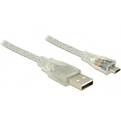 Delock Kabel USB 2.0 Typ-A samec USB 2.0 Micro-B samec 5m transparentní