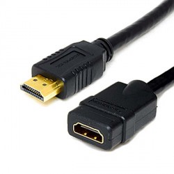 Kabel HDMI M- HDMI F, 5m, zlacené konektory, černá