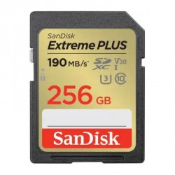 SanDisk Extreme PLUS 256 GB SDXC Memory Card 190 MB/s and 130 MB/s, UHS-I, Class 10, U3, V30