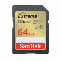 SanDisk Extreme 64GB SDXC Memory Card 170MB/s and 80MB/s, UHS-I, Class 10, U3, V30