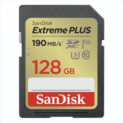 SanDisk Extreme PLUS 128GB SDXC Memory Card90MB/s and 90MB/s, UHS-I, Class 10, U3, V30